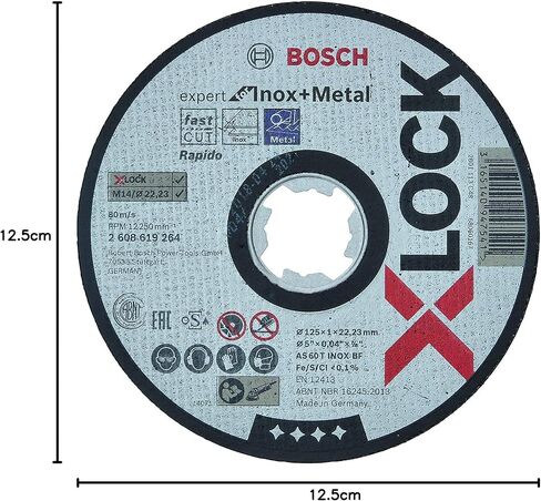 Bosch Professional 2608619264 Straight Cutting Disc Expert (for INOX and Metal, X-Lock, Ø125 mm, Bore Diameter: 22.23 mm, Thickness: 1 mm) in Saudi Arabia