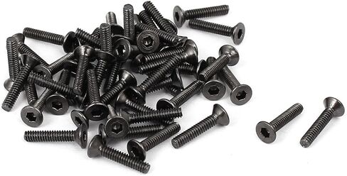 uxcell M2x6mm Metal Nickle Plated Grade 10.9 Flat Head Hex Socket Cap Screw Bolt 50pcs in Saudi Arabia