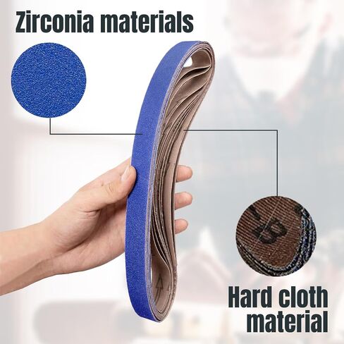 POWERTEC 41300-1Z 1 x 30-Inch Zirconia Sanding Belts, Assorted 3 Each of 24/36/ 60/100/ 120 Grits, 15 PK in Saudi Arabia