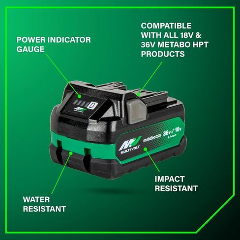Metabo HPT MultiVolt Battery | 36V/18V, 2.5Ah/5.0Ah, Lithium Ion, Slide Style | 371751M in Saudi Arabia