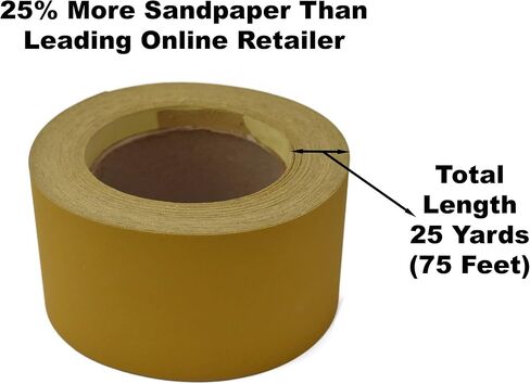 Gritly - 400 Grit PSA Gold Longboard Sandpaper Roll 25 Yard Long, 2-3/4" Wide - Adhesive Backed Sandpaper Roll for Woodworking, Automotive, Hand Sanding Blocks in Kuwait