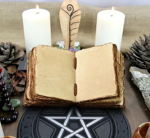 UROOJ HANDICRAFT Book of shadows journal blank dream catcher with owl leather witchcraft books grimoire spell sketchbook college poetry journal deckle edge paper 7x5 in Kuwait