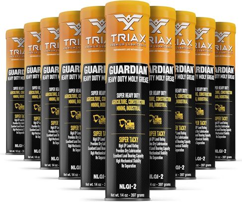 TRIAX Guardian HD Super Heavy Duty Moly EP Grease, True Multi Purpose, Wheel Bearings, Shock Loaded Components, Extremely Tacky, 400 F Drop Point, Zero Separation, 14 Oz Cartridge (1 Tube) in Saudi Arabia