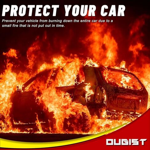 بخاخ حريق محمول من أوجيست - عبوة واحدة - طفاية حريق سوداء للمنزل والسيارة والجراج والمطبخ - تعمل على الكهرباء والشحوم وحرائق البطارية والمزيد - مدمجة وسهلة الاستخدام in Kuwait