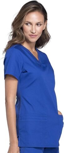 V-Neck Womens Scrubs Top Workwear Originals with Rib-Knit Back Panels WW645, M, Galaxy Blue in Saudi Arabia