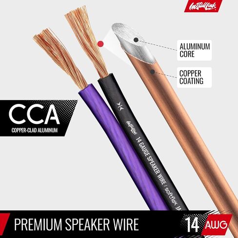 14 AWG Gauge Speaker Wire Cable Stereo, Car or Home Theater, CCA (100 Feet) by Install Link in Saudi Arabia