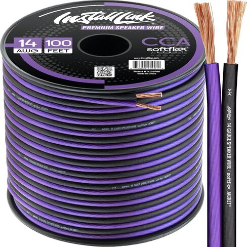 14 AWG Gauge Speaker Wire Cable Stereo, Car or Home Theater, CCA (100 Feet) by Install Link in Saudi Arabia