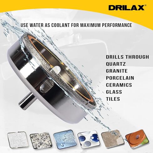 Drilax 3-3/8 inch Diamond Hole Saw Drill Bit Ceramic Porcelain Tile Glass Marble, Granite, Quartz Drilling Core Tool 3 3/8 In in Saudi Arabia