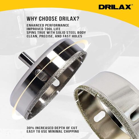 Drilax 3-3/8 inch Diamond Hole Saw Drill Bit Ceramic Porcelain Tile Glass Marble, Granite, Quartz Drilling Core Tool 3 3/8 In in Saudi Arabia
