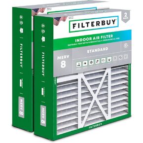 فلتر هواء من Filterbuy 19x20x4 / 19x20x5 MERV 8، مرشحات أفران HVAC بديلة مطوية لبريانت / حامل FILXXFNC0021، نهارًا وليلاً، وباين (عبوتان، فضي) in Kuwait