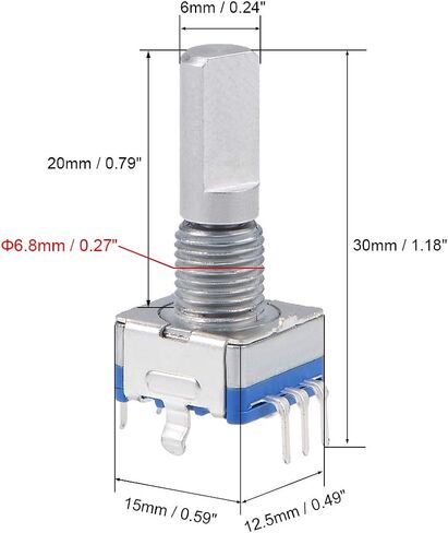 uxcell 360 درجة الترميز الدوار مفتاح الجهد الرقمي EC11 EC11 7 دبابيس 20 مم D-Shaft 2pcs a19012600ux0601 in Saudi Arabia
