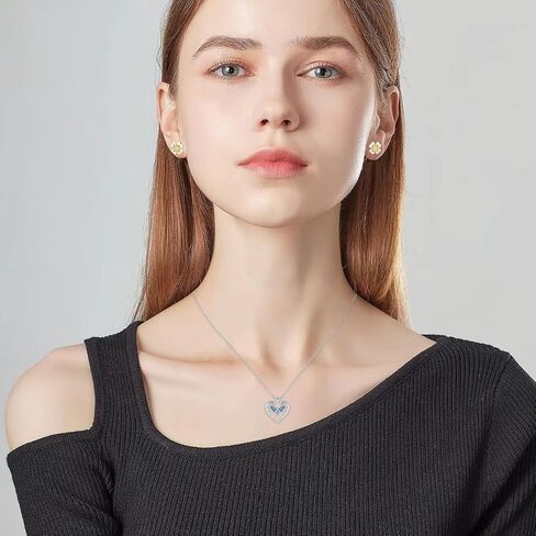 QUALISE Teardrop Necklace for Women Girls Sterling Silver Moonstone Waterdrop Pendant Necklace Fashion Birthstone Jewelry for Wedding Birthday Chirstmas Gift in Saudi Arabia