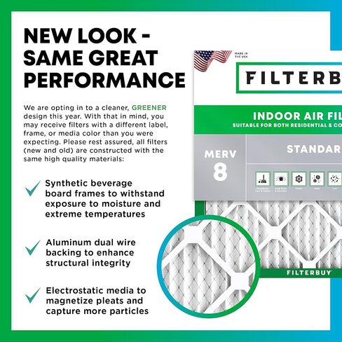 Filterbuy 20x20x1 Air Filter MERV 8 Dust Defense (6-Pack), Pleated HVAC AC Furnace Air Filters Replacement (Actual Size: 19.50 x 19.50 x 0.75 Inches) in Kuwait