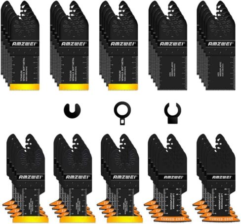 10 Pcs Bi-Metal Oscillating Tool Blades, 1-3/8" Curved Edge Multitool Blades for Wood with Nails, Metal, Wood, Plastic, Oscillating Saw Blades Fit Dewalt Milwaukee Bosch Worx Ryobi(34MM) in Saudi Arabia