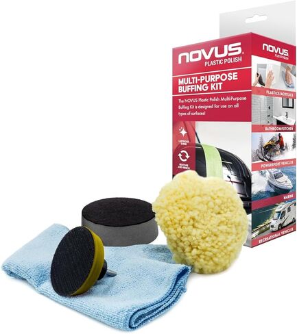 NOVUS 7232 | طقم تلميع بلاستيكي | وسادة توزيع صوف، وسادة تلميع صوف، مجموعة خلفية خلفية، محول حفر، وقطعة قماش من الألياف الدقيقة in Kuwait