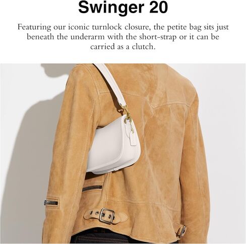 مدرب The Coach Originals Glovetanned Leather Swinger 20، أسود in Kuwait