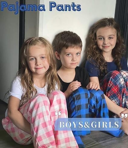 Ekouaer Boys Pajama Pants Soft Elastic Waist Pajama Bottoms Plaid Lounge Pants with 2 Pockets in Saudi Arabia