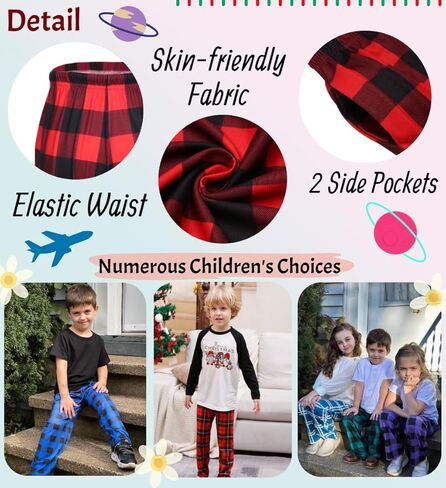 Ekouaer Boys Pajama Pants Soft Elastic Waist Pajama Bottoms Plaid Lounge Pants with 2 Pockets in Saudi Arabia