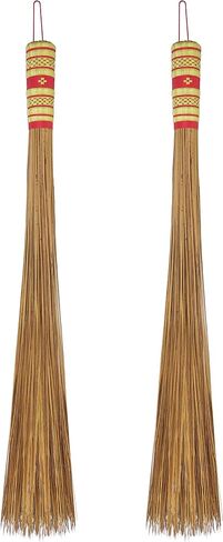 1 Piece of 32 inch Multi-Surface Sturdy Outdoor Authentic Coconut Leaf Broom Asian Heavy Duty Broom Thai Natural Coconut Leaf Broom (Country Rustic) in Kuwait