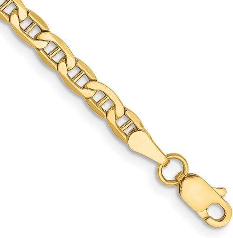 Diamond2Deal 14k Yellow Gold 3.20mm Anchor Chain Anklet, 10", for Women in Saudi Arabia