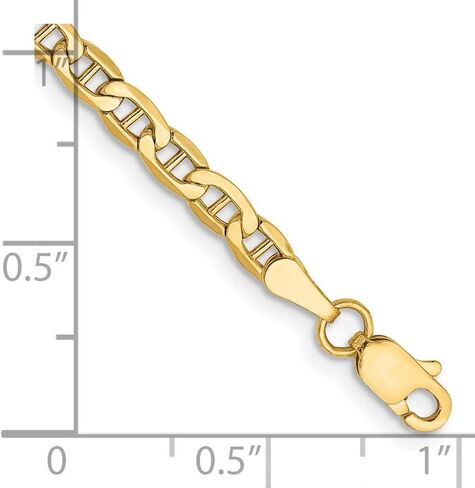 Diamond2Deal 14k Yellow Gold 3.20mm Anchor Chain Anklet, 10", for Women in Saudi Arabia