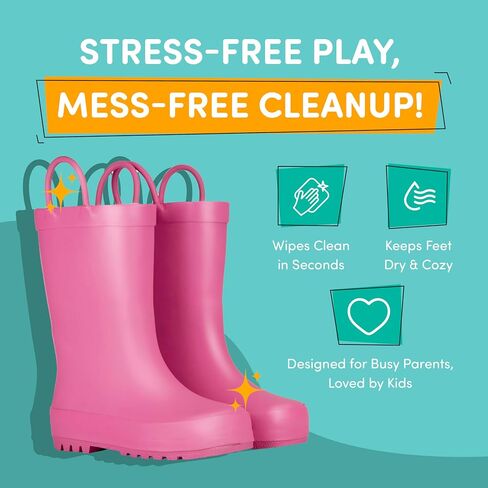 Lone Cone Elementary Collection - Premium Natural Rubber Rain Boots with Matte Finish for Toddlers and Kids, Bubblegum Pink, Toddler 6 in Kuwait
