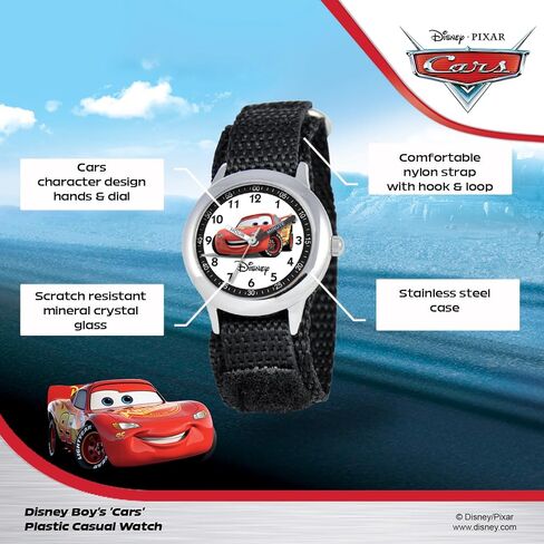 Disney Cars Kids' Stainless Steel Time Teacher Analog Quartz Nylon Strap Watch in Saudi Arabia