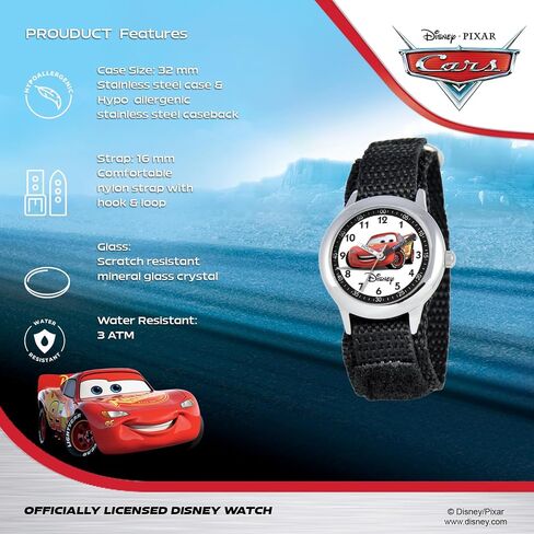 Disney Cars Kids' Stainless Steel Time Teacher Analog Quartz Nylon Strap Watch in Saudi Arabia