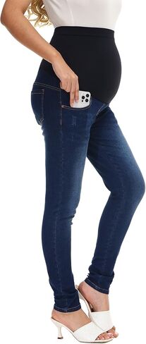 HOFISH Women's Skinny Jeans Over The Belly Utimate Comfort Stretchy Pregnancy Flattering Denim Pants Navyblue XL in Saudi Arabia