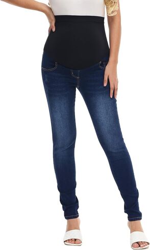 HOFISH Women's Skinny Jeans Over The Belly Utimate Comfort Stretchy Pregnancy Flattering Denim Pants Navyblue XL in Saudi Arabia