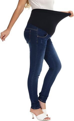 HOFISH Women's Skinny Jeans Over The Belly Utimate Comfort Stretchy Pregnancy Flattering Denim Pants Navyblue XL in Saudi Arabia
