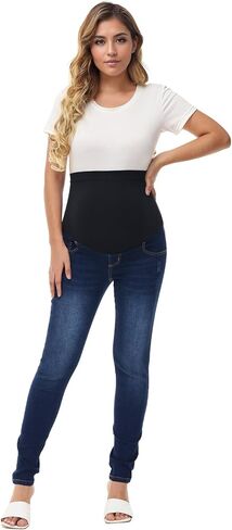 HOFISH Women's Skinny Jeans Over The Belly Utimate Comfort Stretchy Pregnancy Flattering Denim Pants Navyblue XL in Saudi Arabia
