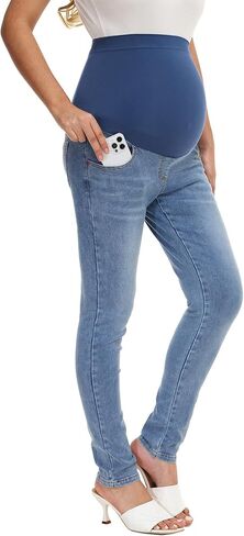 HOFISH Women's Skinny Jeans Over The Belly Utimate Comfort Stretchy Pregnancy Flattering Denim Pants Navyblue XL in Saudi Arabia