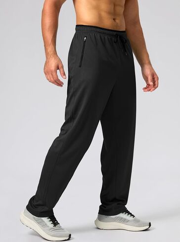 G Gradual Men's Sweatpants Open Bottom, Workout Pants with Zip Pockets Mesh Lightweight for Running, Athletic, Lounge in Saudi Arabia
