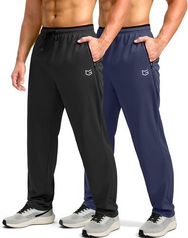 G Gradual Men's Sweatpants Open Bottom, Workout Pants with Zip Pockets Mesh Lightweight for Running, Athletic, Lounge in Saudi Arabia