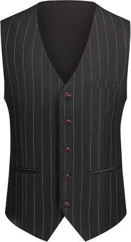 Cloudstyle Mens 3 Piece Stripe Suit Set Center Vent 2 Button Tux Blazer Jacket Vest Trousers in Kuwait