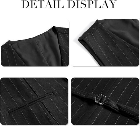 Cloudstyle Mens 3 Piece Stripe Suit Set Center Vent 2 Button Tux Blazer Jacket Vest Trousers in Kuwait