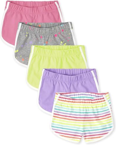 The Children's Place Baby Girls' Dolphin Shorts, Neon Multi Color 5-Pack, Large in Saudi Arabia