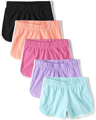 The Children's Place Baby Girls' Dolphin Shorts, Neon Multi Color 5-Pack, Large in Saudi Arabia