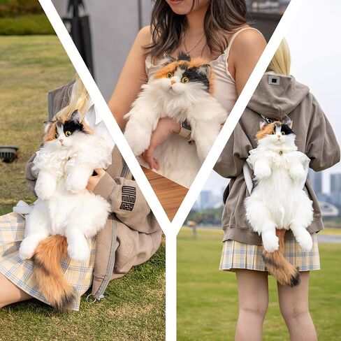 Chongker Stuffed Realistic Cat Plush Backpack - Animal Purse for Kids Cute and Soft Stuffed Animal Backpack with Adjustable Straps in Saudi Arabia