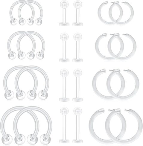 D.Bella 16G Clear Piercing Retainers Flexible Cartilage Helix Daith Rook Tragus Earring Retainer Bioflex Plastic Nose Septum Lip Eyebrow Rings Piercing Retainer in Saudi Arabia