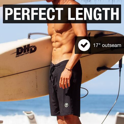 Ho Stevie! Men’s Surfing Boardshorts with Anti-Water Pockets, Key Loop, 17" Outseam Swim Trunks in Kuwait