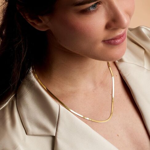 RS Pure by Ross-Simons 3mm 14kt Yellow Gold Herringbone Necklace. 18 inches in Saudi Arabia