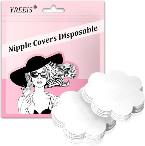YREEIS 40 Pcs Nipple Covers For Women Hypoallergenic Disposable Adhesive Nipple Pasties No-Show Satin Breast Petals Stickers Beige in Saudi Arabia