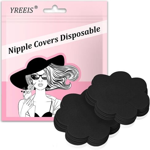 YREEIS 40 Pcs Nipple Covers For Women Hypoallergenic Disposable Adhesive Nipple Pasties No-Show Satin Breast Petals Stickers Beige in Saudi Arabia
