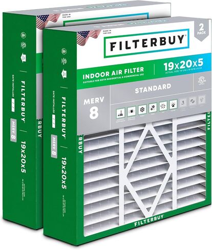 فلتر هواء 20x21x5 MERV 8 للحماية من الغبار (عبوتان)، مطوي HVAC مرشحات هواء فرن التيار المتردد من أجل Lennox X8790 / PCO14-23 (الحجم الفعلي: 19.88 x 20.50 x 4.38 بوصة) in Kuwait
