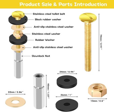 SelfTek 4 Pack Hinge Bolt Screws Toilet Seat Fixings Fix Expanding Rubber Top Nuts Screws Mount Seat Hardware Replacement Parts Kit in Kuwait