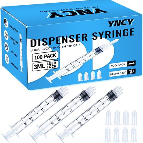 100 Pack 10ml Syringes Luer Lock with Cap, 10cc Syringe without Needle for Liquid, Individual Sterilized Wrapped in Kuwait