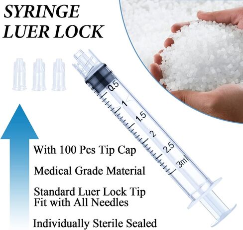 100 Pack 10ml Syringes Luer Lock with Cap, 10cc Syringe without Needle for Liquid, Individual Sterilized Wrapped in Kuwait