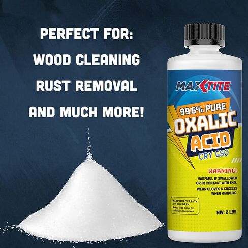 Oxalic Acid (8 lbs) 99.6% Pure - Metal & Wood Cleaning and Bleaching, Rust Removal (C2H2O4) - HDPE Container w/Resealable Child Resistant Cap in Kuwait